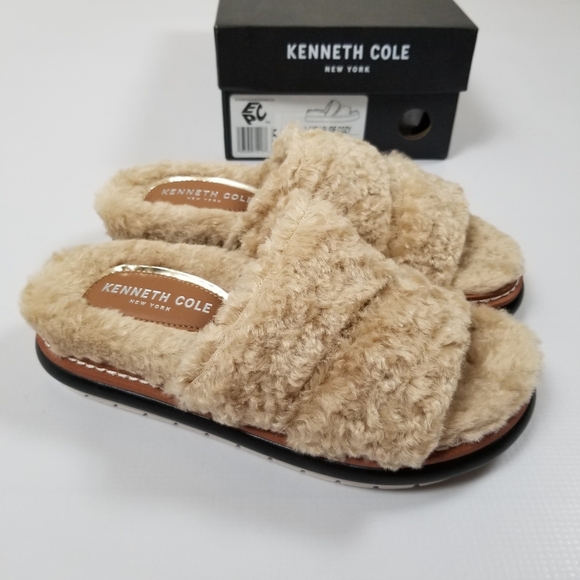 Kenneth Cole New York Shoes - Kenneth Cole Laney Faux Fur Slide Sandals Size 5.5 NIB